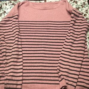 Source Unknown Pink and Black Striped Sweater